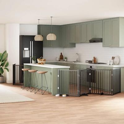 Hondenhek inklapbaar 6 panelen 480 cm populierenhout zwart