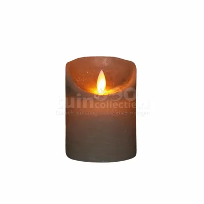 LED Rustiek stompkaars taupe 7,5x10cm