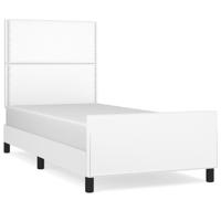 Bedframe met hoofdbord kunstleer wit 90x190 cm - thumbnail