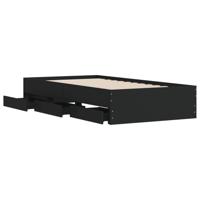 Bedframe met lades bewerkt hout zwart 90x190 cm - thumbnail
