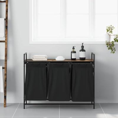 VidaXL Wasmand 3 vakken met plank gerookt eikenkleurig VidaXL Wasmand 3 vakken met plank gerookt eikenkleurig