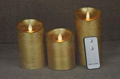 Batterijverlichting 3 kaarsen wax rustiek met bewegende vlam goud Anna's Collection - Annas collection - thumbnail