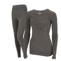 Xtreme Thermoset Dames Merino Wol - Thermoshirt + Thermolegging - Grey Melange-XL - thumbnail