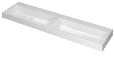 INK Wastafel Momento Polystone dubbel zonder kraangaten 180 cm x 45 cm x 9 cm Glans wit 3421070