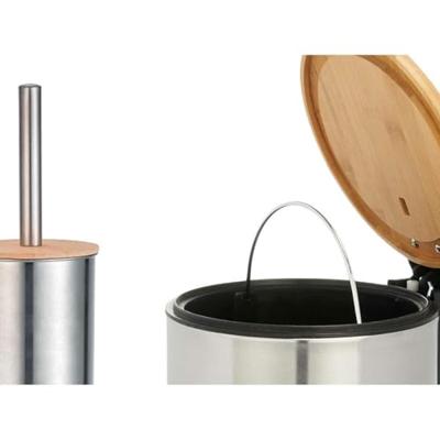 Badset Zilverkleurig Bamboe Roestvrij staal Polypropyleen 2 Onderdelen (6 Stuks)