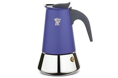 Caffettiera italiana - PEZZETTI - STEELEXPRESS - Acciaio inossidabile - 6 tazze - Adatta a tutti i piani cottura, inclusa l'induzione - Blu indaco