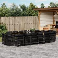 17-delige Tuinset met kussens poly rattan zwart - thumbnail