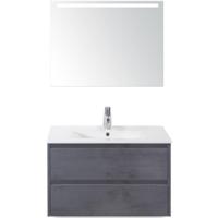 Dante Badmeubelset 80 cm - Beton Antraciet - Keramische Wastafel Wit Enjoy met Sence Spiegel - thumbnail