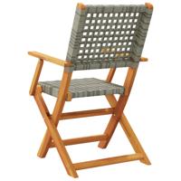 Tuinstoelen 4 st inklapbaar poly rattan en massief hout grijs - thumbnail