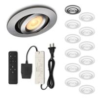 Set LED-inbouwspot met afstandsbediening Piccolo zilver 3W dimbaar IP44 1-12 stuks - thumbnail