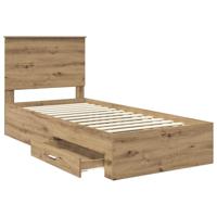 Bedframe met hoofdeinde Artisan Eiken 90 x 190 cm Bewerkt hout - thumbnail