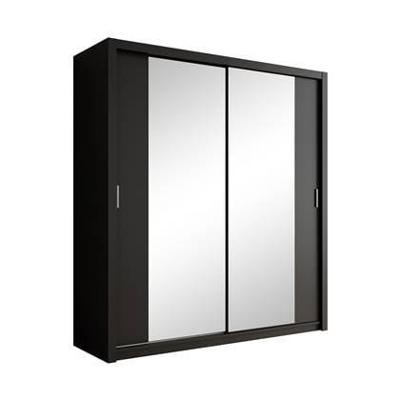 Meubella Kledingkast Blake - Mat Zwart - 200 cm - Met spiegel Meubella Kledingkast Blake - Mat Zwart - 200 cm - Met spiegel