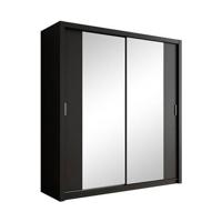 Meubella Kledingkast Blake - Mat Zwart - 200 cm - Met spiegel - thumbnail