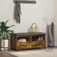 Halbank met kussen met lade Gerookt eiken 100 x 38 x 46 cm - thumbnail