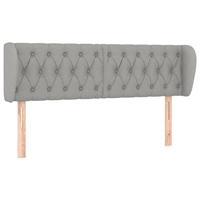 Hoofdbord met randen 163x23x78/88 cm stof lichtgrijs - thumbnail