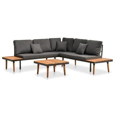 4-delige Loungeset met kussens massief acaciahout