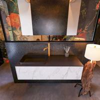 Badkamermeubelset Mondiaz Erin 120 cm met 1 Lade met RIDGE Wastafel Links Urban met 1 kraangat Greeploos Mat Carrara - thumbnail