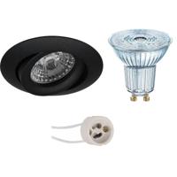 LED Spot Set - LEDVANCE Parathom PAR16 940 36D - Pragmi Uranio Pro - GU10 Fitting - Dimbaar - Inbouw Rond - Mat Zwart - 3.4W - Natuurlijk Wit 4000K - Kantelbaar - Ø82mm - thumbnail
