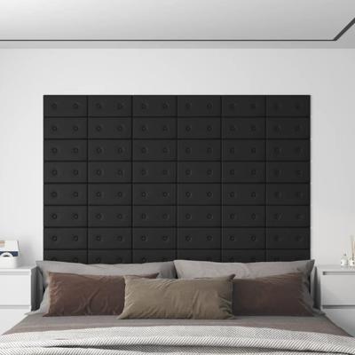 VidaXL Wandpanelen 12 st 0,54 m² 30x15 cm kunstleer zwart VidaXL Wandpanelen 12 st 0,54 m² 30x15 cm kunstleer zwart