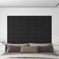 VidaXL Wandpanelen 12 st 0,54 m² 30x15 cm kunstleer zwart - thumbnail