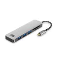 ACT AC7051 interface hub USB 3.2 Gen 1 (3.1 Gen 1) Type-C 5000 Mbit/s Grijs - thumbnail