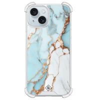 iPhone 15 shockproof hoesje - Marmer lichtblauw - thumbnail