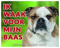 Engelse Bulldog Waakbord - Ik waak voor mijn baas - thumbnail