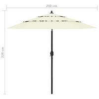 VidaXL Parasol 3-laags met aluminium paal 2,5 m zandkleurig - thumbnail