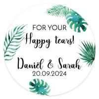 Etiket rond 35mm happy tears Tropische bladeren - thumbnail