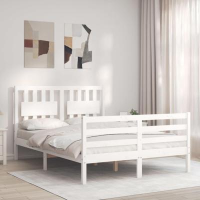 Bedframe met hoofdbord massief hout wit