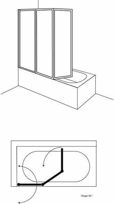 Huppe Combinett 3-delige Badklapwand 140x140 Cm. Matzilver-helder Glas Huppe Combinett 3-delige Badklapwand 140x140 Cm. Matzilver-helder Glas