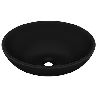 VidaXL Wastafel ovaal 40x33 cm keramiek matzwart