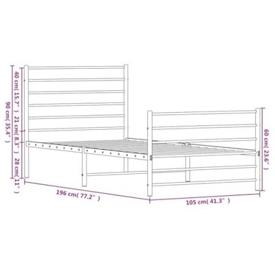 Bedframe met hoofd- en voeteneinde metaal zwart 100x190 cm - thumbnail
