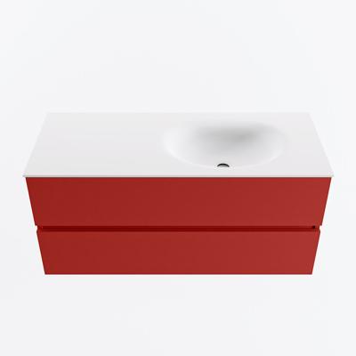 MONDIAZ VICA 110cm badmeubel onderkast Fire 2 lades. Wastafel MOON rechts zonder kraangat, kleur Talc.