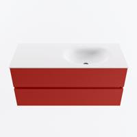 MONDIAZ VICA 110cm badmeubel onderkast Fire 2 lades. Wastafel MOON rechts zonder kraangat, kleur Talc. - thumbnail