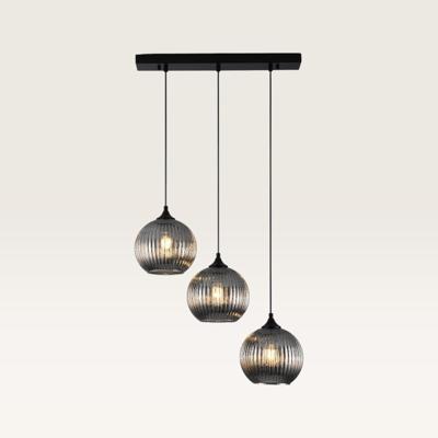 Hanglamp Globo vetro fumé IIl - Drie bollen van geribbeld rookglas met een speels effect - Zonder lichtbron