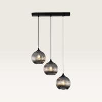 Hanglamp Globo vetro fumé IIl - Drie bollen van geribbeld rookglas met een speels effect - Zonder lichtbron - thumbnail