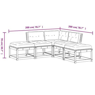 5-delige Loungeset met kussens massief grenenhout