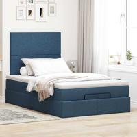 Ottoman bed met matras en LED's 120x200cm stof blauw - thumbnail