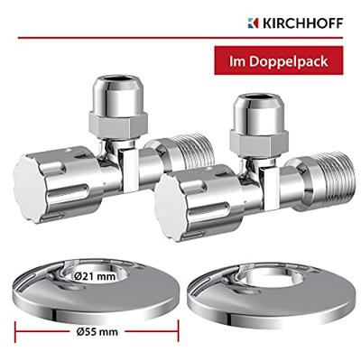 Kirchhoff Haakse-kraan, chroom, 1/2"ET x 3/8" ET x 10 mmQ, met rozet (2x) - 98625714