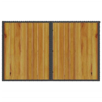 Tuintafel met houten blad 110x68x70 cm poly rattan zwart - thumbnail