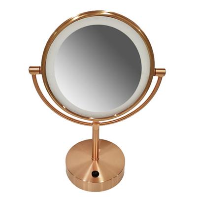 Wiesbaden Scheerspiegel Met LED Verlichting 20 cm Staand 5x Vergrotend Geborsteld Koper