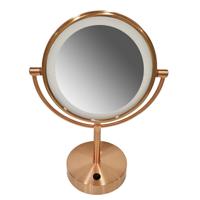 Wiesbaden Scheerspiegel Met LED Verlichting 20 cm Staand 5x Vergrotend Geborsteld Koper - thumbnail