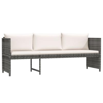 6-delige Loungeset met kussens poly rattan grijs
