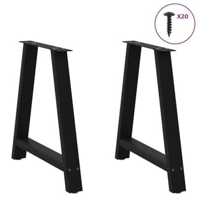 Eettafelpoten 2 st A-vormig 70x(72-73) cm staal zwart