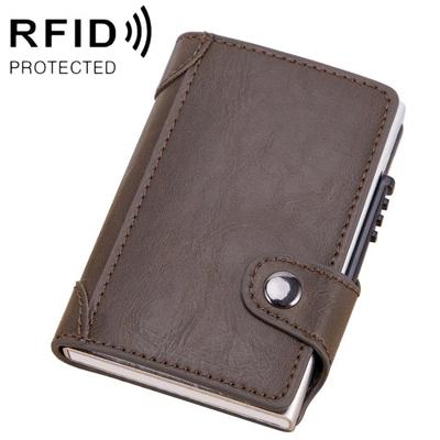 X-51 automatisch Uitvouwkaart type anti-magnetische RFID anti-diefstal PU lederen portemonnee met kaartsleuven (koffie)