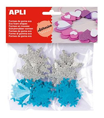 Apli Kids zelfklevende glitter sneeuwvlokken, blister met 22 stuks