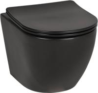 Saqu Please compact hangtoilet randloos met softclose toiletbril mat zwart - thumbnail