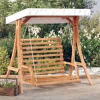 Schommelbank met luifel vurenhout met teak afwerking - thumbnail
