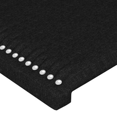 Hoofdbord met randen 183x16x118/128 cm stof zwart - thumbnail